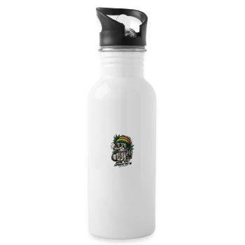 Rasta Cat Coffee Weed Repeat - Water bottle with straw - white - Right