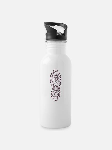 Stay wild red - Water bottle with straw - white