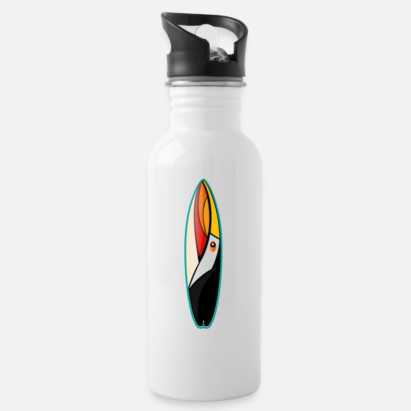 Tukan Surfbrett surfen - Trinkflasche mit integriertem Trinkhalm - Weiß