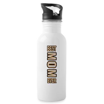 Best mom ever in silver - Trinkflasche mit integriertem Trinkhalm - Weiß - Rechts