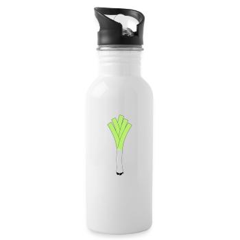 Lauch Gemüse Fitness Larry - Trinkflasche mit integriertem Trinkhalm - Weiß - Rechts