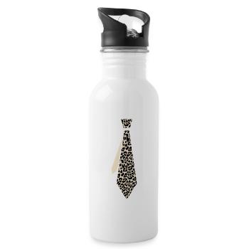 Krawatte Leopard - Trinkflasche mit integriertem Trinkhalm - Weiß - Rechts