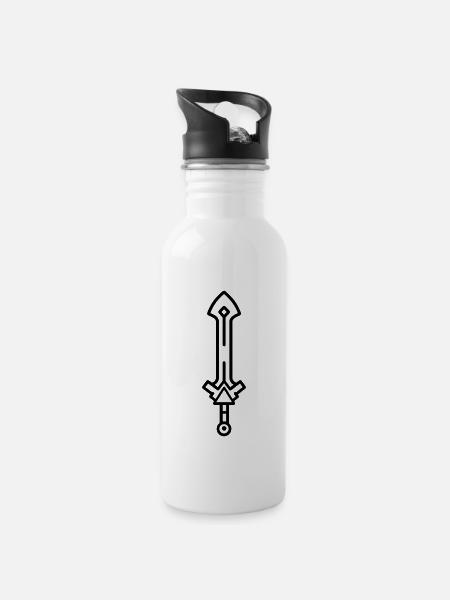 Schwert - Trinkflasche mit integriertem Trinkhalm - Weiß