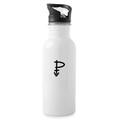 Symbol Pansexuell schwarz - Trinkflasche mit integriertem Trinkhalm