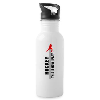 feldhockey hockey fieldhockey hockey - Trinkflasche mit integriertem Trinkhalm - Weiß - Rechts