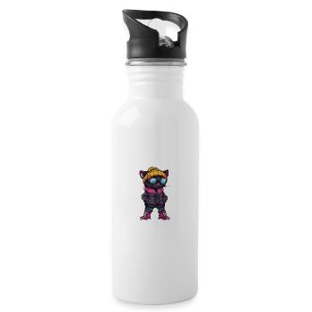 Bande dessinée d’hiver Panther - Gourde avec paille intégrée - blanc - Droite