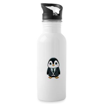 Le pingouin mignon - Gourde avec paille intégrée - blanc - Droite