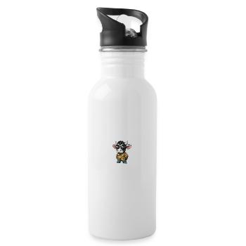 Kuh Comic Cool Sommer - Trinkflasche mit integriertem Trinkhalm - Weiß - Rechts