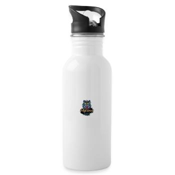 Mykonos 2025 Party Wolf - Trinkflasche mit integriertem Trinkhalm - Weiß - Rechts