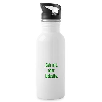 Geh mit oder beiseite - Trinkflasche mit integriertem Trinkhalm - Weiß - Rechts