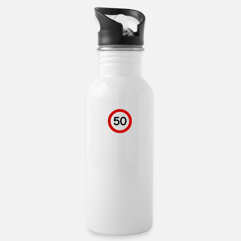 50 - Water bottle with straw - white