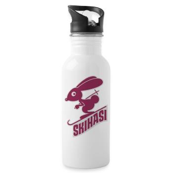 vl035d_skihasi_2c_schrift - Trinkflasche mit integriertem Trinkhalm - Weiß - Rechts