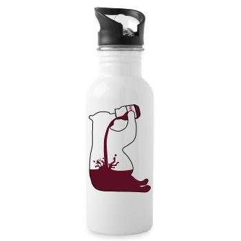 Gewichtheber Bär Schoki - Chocoholic - Trinkflasche mit integriertem Trinkhalm - Weiß - Rechts