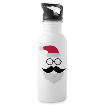 Hipster Weihnachtsmann - Trinkflasche mit integriertem Trinkhalm - Weiß - Rechts
