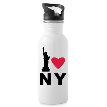 Ich liebe new york - Trinkflasche mit integriertem Trinkhalm - Weiß - Rechts