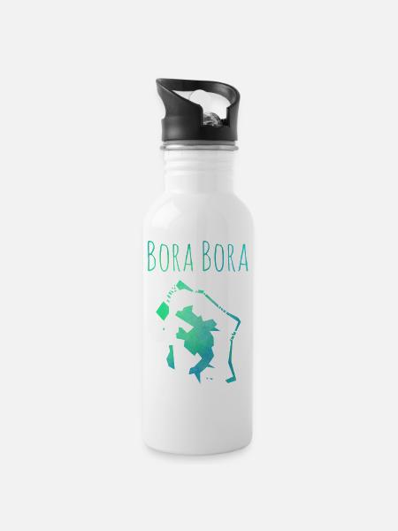 bora bora - Trinkflasche mit integriertem Trinkhalm - Weiß