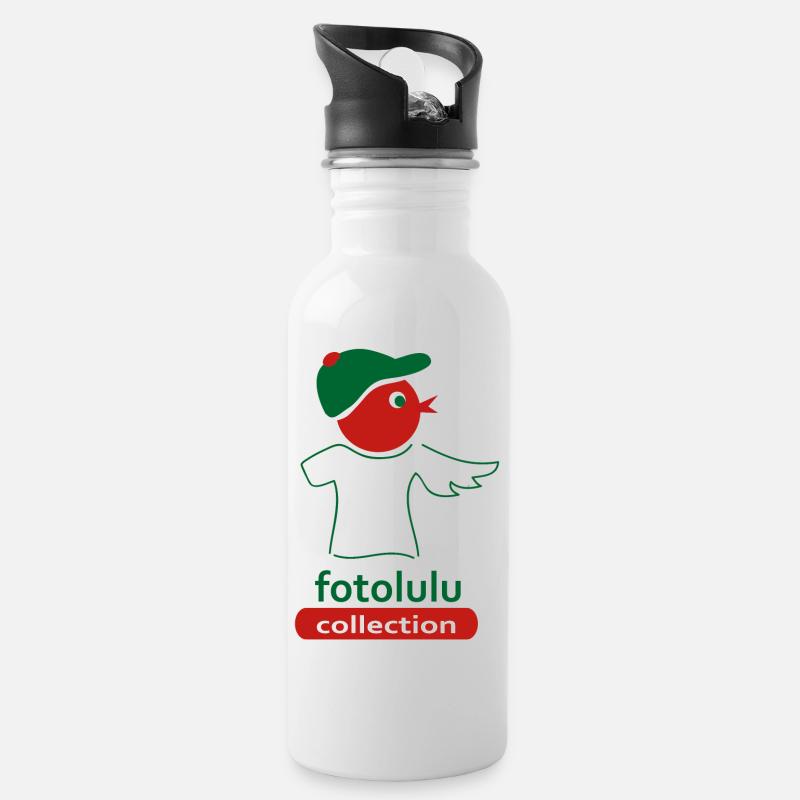 Zwergschnepfe - Trinkflasche mit integriertem Trinkhalm - Weiß