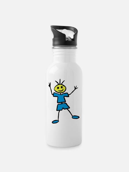 Stick figure - Water bottle with straw - white