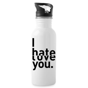 i hate love you I hate you love - Water bottle with straw - white - Right