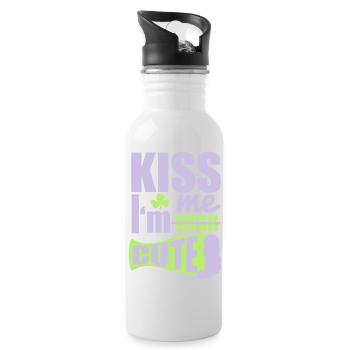 St. Patrick'S Day: KISS ME I'M CUTE - Trinkflasche mit integriertem Trinkhalm - Weiß - Rechts