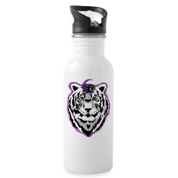 tigre de la nuit - Gourde avec paille intégrée - blanc - Droite
