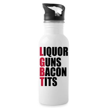 Liquor Guns Bacon & Tits - Water bottle with straw - white - Right