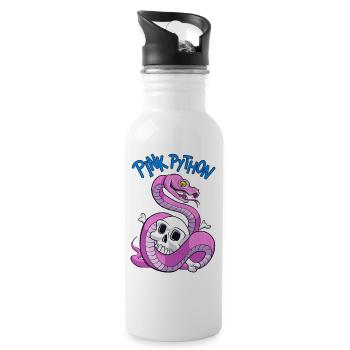 Pink Python (Blue) - Water bottle with straw - white - Right