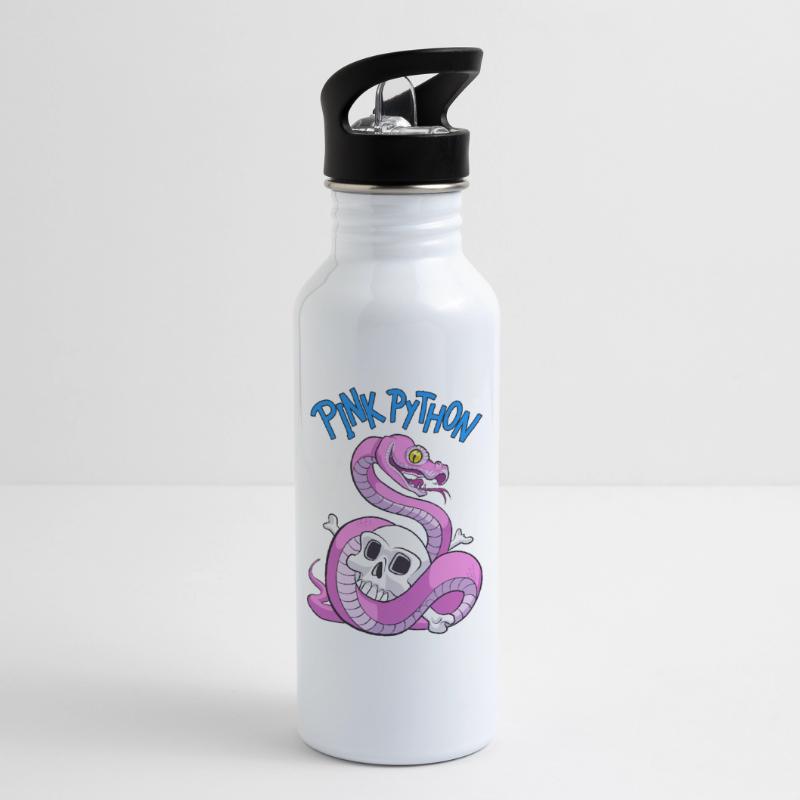 Pink Python (Blue) Trinkflasche mit integriertem Trinkhalm