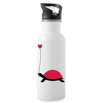 Tortue avec ballon de coeur - Gourde avec paille intégrée - blanc - Droite