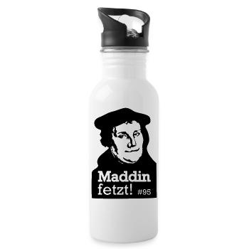 Martin Luther fetzt - Trinkflasche mit integriertem Trinkhalm - Weiß - Rechts