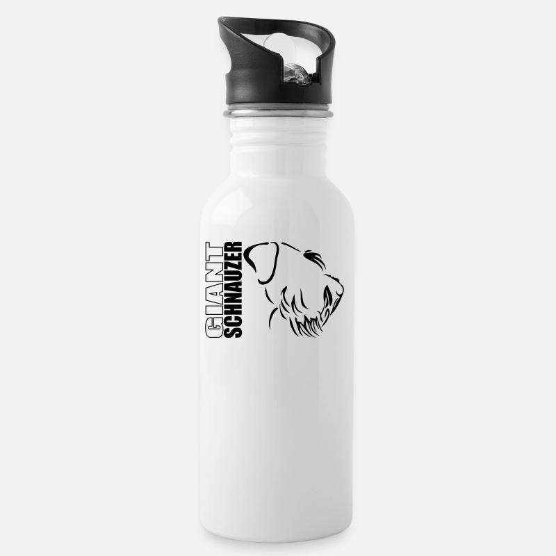 GIANT SCHNAUZER PROFIL - Trinkflasche mit integriertem Trinkhalm - Weiß