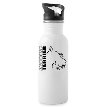 SCOTTISH TERRIER PROFILE dog dogs Wilsigns - Water bottle with straw - white - Right