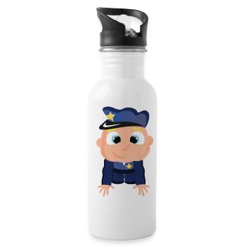 Bébé police - Gourde avec paille intégrée - blanc - Droite