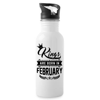 Kings are born in February - Geburtstag - Löwe - Gourde avec paille intégrée - blanc - Droite