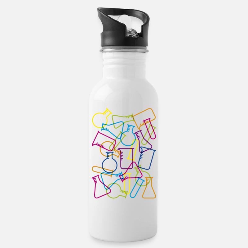 Grande Verrerie de laboratoire - Gourde avec paille intégrée - blanc