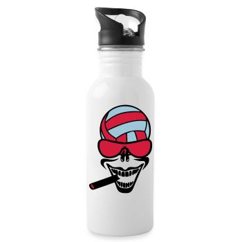 volleyball waterpolo cigar smile - Water bottle with straw - white - Right