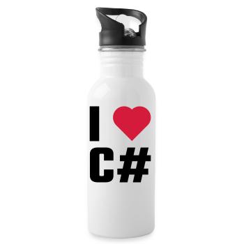 I Love C # - Water bottle with straw - white - Right