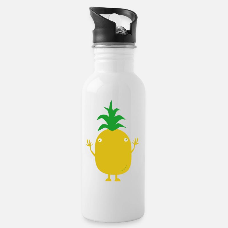 pineapple - Water bottle with straw - white