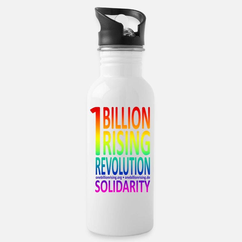 OneBillionRising Rainbow - Trinkflasche mit integriertem Trinkhalm - Weiß