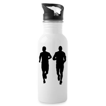 laufendes Paar zwei Männer - Trinkflasche mit integriertem Trinkhalm - Weiß - Rechts