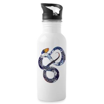 un serpent de corail bleu - Gourde avec paille intégrée - blanc - Droite