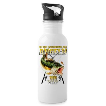 Es gibt wichtigeres als Angeln nur was - Best of - Trinkflasche mit integriertem Trinkhalm - Weiß - Rechts