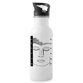 Buddha Buddhismus Geschenkidee - Trinkflasche mit integriertem Trinkhalm - Weiß - Rechts