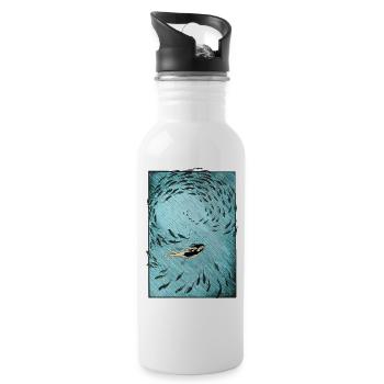Unter dem Wasser - Trinkflasche mit integriertem Trinkhalm - Weiß - Rechts