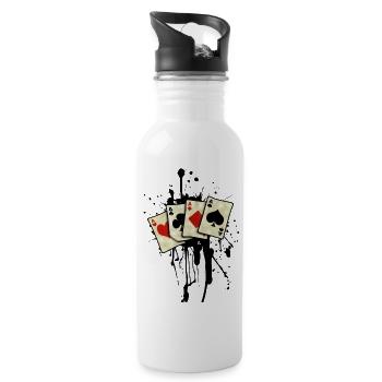 poker cards design Tee shirts manches longues - Gourde avec paille intégrée - blanc - Droite