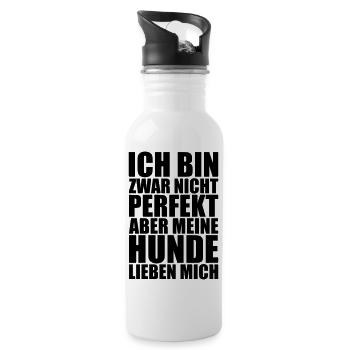 HUNDE LIEBEN MICH- Lustiges Hunde Sprüche Geschenk - Trinkflasche mit integriertem Trinkhalm - Weiß - Rechts