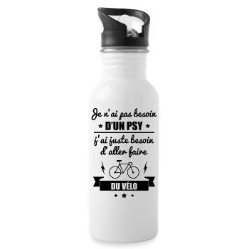 Pas besoin psy vélo, idée cadeau cycliste,cyclisme - Gourde avec paille intégrée - blanc - Droite