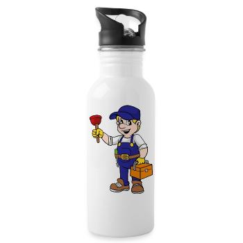 Gas and water fitter - Water bottle with straw - white - Right