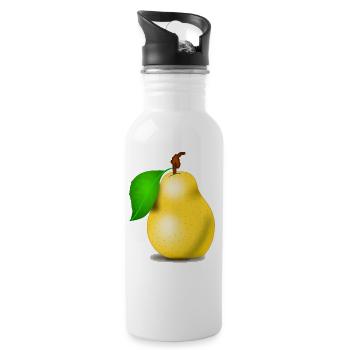 Birne - Trinkflasche mit integriertem Trinkhalm - Weiß - Rechts