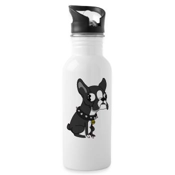 Chien - Gourde avec paille intégrée - blanc - Droite